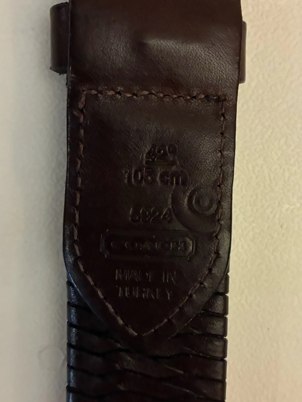 Vintage COACH 6924 Woven Leather Belt Brown Silver Buckle Mens Sz 42 Classic